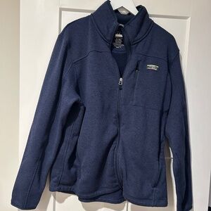 L.L. Bean Mens Navy Blue Fleece Zip Up Jacket Slightly Fitted XL XLARGE